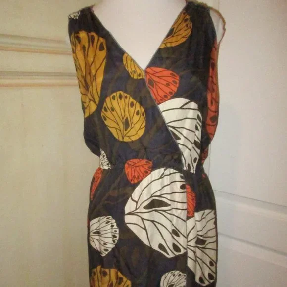 Anthropologie Multicolor Leaf Print Dress - Picture 3 of 7